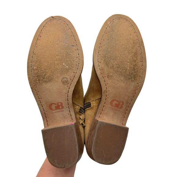 Gianni Bini A-lister Tan Suede Leather Double Zip Closure Block Heel Booties - Picture 10 of 10